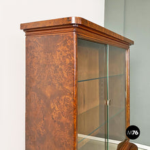 Carica l&#39;immagine nel visualizzatore di Gallery, Wood and glass highboard with shelves and closed part, 1930s
