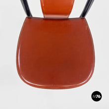 Load image into Gallery viewer, Brown leather and black wood chairs, 1970s
