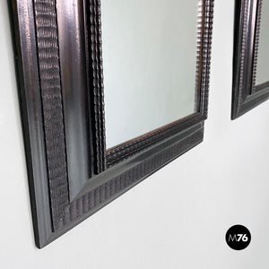 Wall mirrors with wood guillochè frame, 1900s
