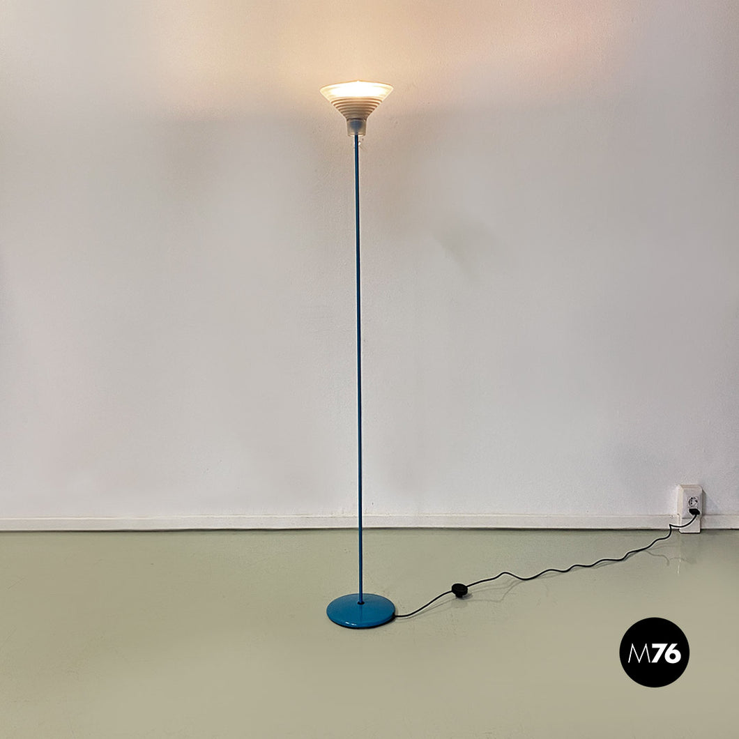 Light-blue metal and glass floor lamp, 1980s