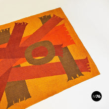 Load image into Gallery viewer, Red, orange and brown short pile rug with geometric pattern, 1970s
