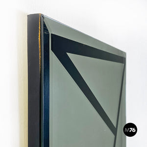 Rectangular wall mirror with black geometric motif, 1980s