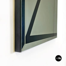 将图片加载到图库查看器，Rectangular wall mirror with black geometric motif, 1980s
