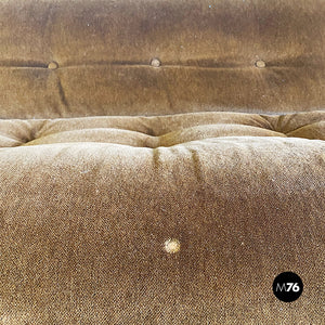 Brown velvet and metal Soriana sofa by Afra and Tobia Scarpa for Cassina, 1970s