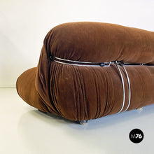 将图片加载到图库查看器，Brown velvet and metal Soriana sofa by Afra and Tobia Scarpa for Cassina, 1970s
