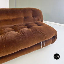 Load image into Gallery viewer, Brown velvet and metal Soriana sofa by Afra and Tobia Scarpa for Cassina, 1970s
