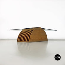 Load image into Gallery viewer, Solid wood base and glass top coffee table by Mario Ceroli for Poltronova, 1970s
