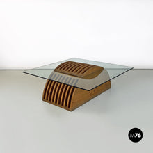 Load image into Gallery viewer, Solid wood base and glass top coffee table by Mario Ceroli for Poltronova, 1970s
