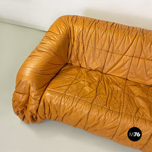 画像をギャラリービューアに読み込む, Caramel leather Piumino sofa by De Pas, D&#39;Urbino and Lomazzi for Dall&#39;Oca, 1970s
