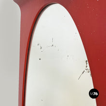 Load image into Gallery viewer, Oval, brick red, curved wood wall mirror, 1970s
