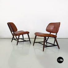 将图片加载到图库查看器，Wood and leather Teve armchairs by Alf Svensson for Ljungs Industrier AB, 1953
