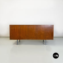 Load image into Gallery viewer, Teak and metal sideboard with sliding doors by Poltronova, 1970s
