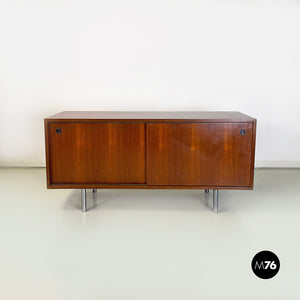 Teak and metal sideboard with sliding doors by Poltronova, 1970s