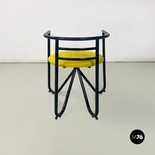 Load image into Gallery viewer, Black metal and lemon yellow cotton chairs, 1980s
