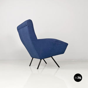 Blue armchairs with tubular black metal, 1960s