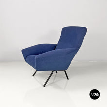 Load image into Gallery viewer, Blue armchairs with tubular black metal, 1960s
