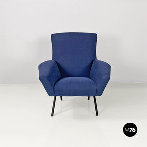 Blue armchairs with tubular black metal, 1960s