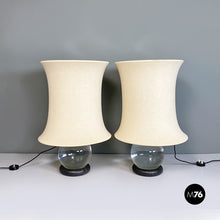 Load image into Gallery viewer, Murano glass and fabric Lotus table lamps by Gianfranco Frattini for Pino Meroni, 1964.

