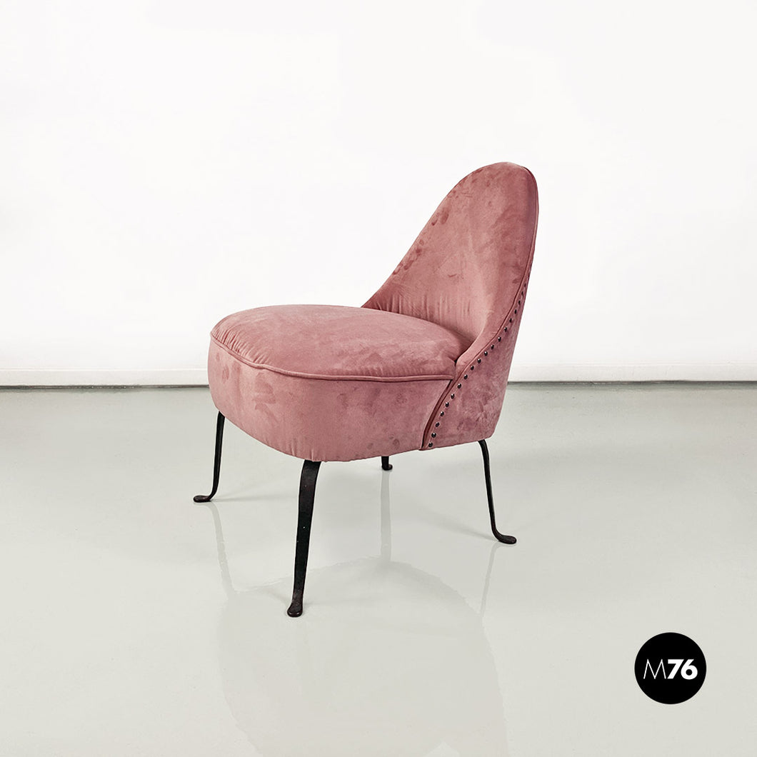 Pink velvet armchair, 1950s