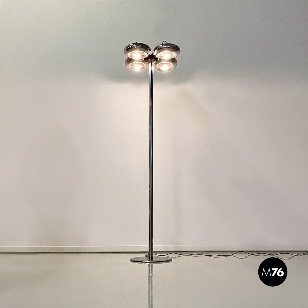 Chromed steel P449 floor lamp by Luci Illuminazione, 1970s