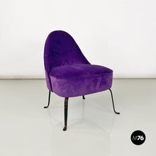 Carica l&#39;immagine nel visualizzatore di Gallery, Purple velvet armchairs, 1950s
