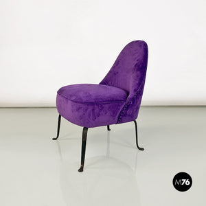 Purple velvet armchairs, 1950s