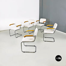 Load image into Gallery viewer, Metal, beech and white cotton Cesca style chairs, 1970s
