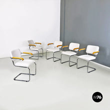Load image into Gallery viewer, Metal, beech and white cotton Cesca style chairs, 1970s
