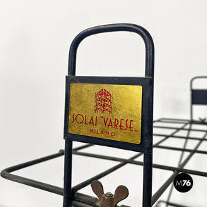 Black steel umbrella stand by Solai Varese, 1950s