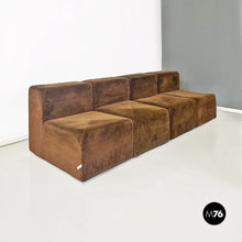 将图片加载到图库查看器，Brown and green modular sofa Sistema 61 by Giancarlo Piretti for Anonima Castelli, 1970s

