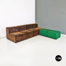 Load image into Gallery viewer, Brown and green modular sofa Sistema 61 by Giancarlo Piretti for Anonima Castelli, 1970s
