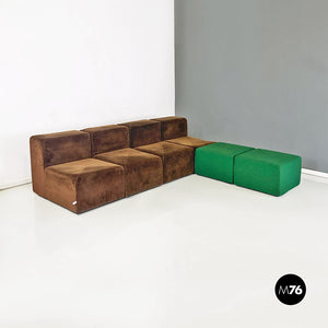 Brown and green modular sofa Sistema 61 by Giancarlo Piretti for Anonima Castelli, 1970s