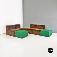 Carica l&#39;immagine nel visualizzatore di Gallery, Brown and green modular sofa Sistema 61 by Giancarlo Piretti for Anonima Castelli, 1970s
