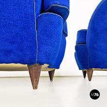 将图片加载到图库查看器，Blue shell-shaped armchairs, 1950s
