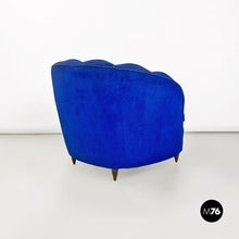 将图片加载到图库查看器，Blue shell-shaped armchairs, 1950s
