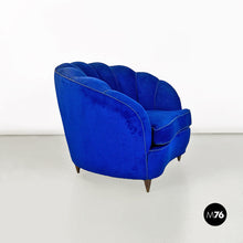 将图片加载到图库查看器，Blue shell-shaped armchairs, 1950s
