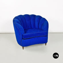 将图片加载到图库查看器，Blue shell-shaped armchairs, 1950s
