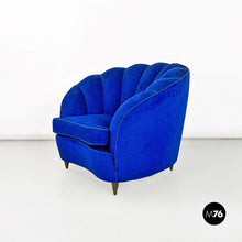 将图片加载到图库查看器，Blue shell-shaped armchairs, 1950s
