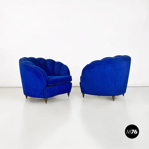 Blue shell-shaped armchairs, 1950s