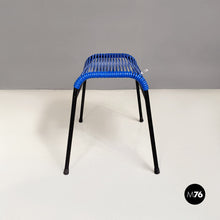 Load image into Gallery viewer, Blue plastic and black metal footrest or stool, 1960s
