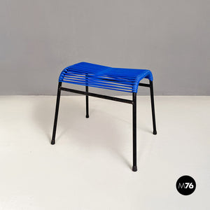 Blue plastic and black metal footrest or stool, 1960s