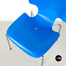 Load image into Gallery viewer, Light blue curved wood and chromed metal chair, 1960s
