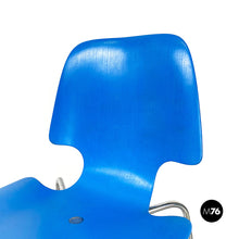 Load image into Gallery viewer, Light blue curved wood and chromed metal chair, 1960s
