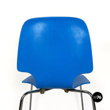 Load image into Gallery viewer, Light blue curved wood and chromed metal chair, 1960s
