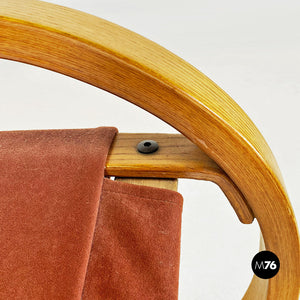 Curved solid wood and fabric armchair by Danber, 1960s