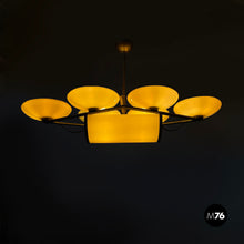 将图片加载到图库查看器，Chandelier in brass and glass, 1930s
