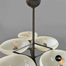 将图片加载到图库查看器，Chandelier in brass and glass, 1930s
