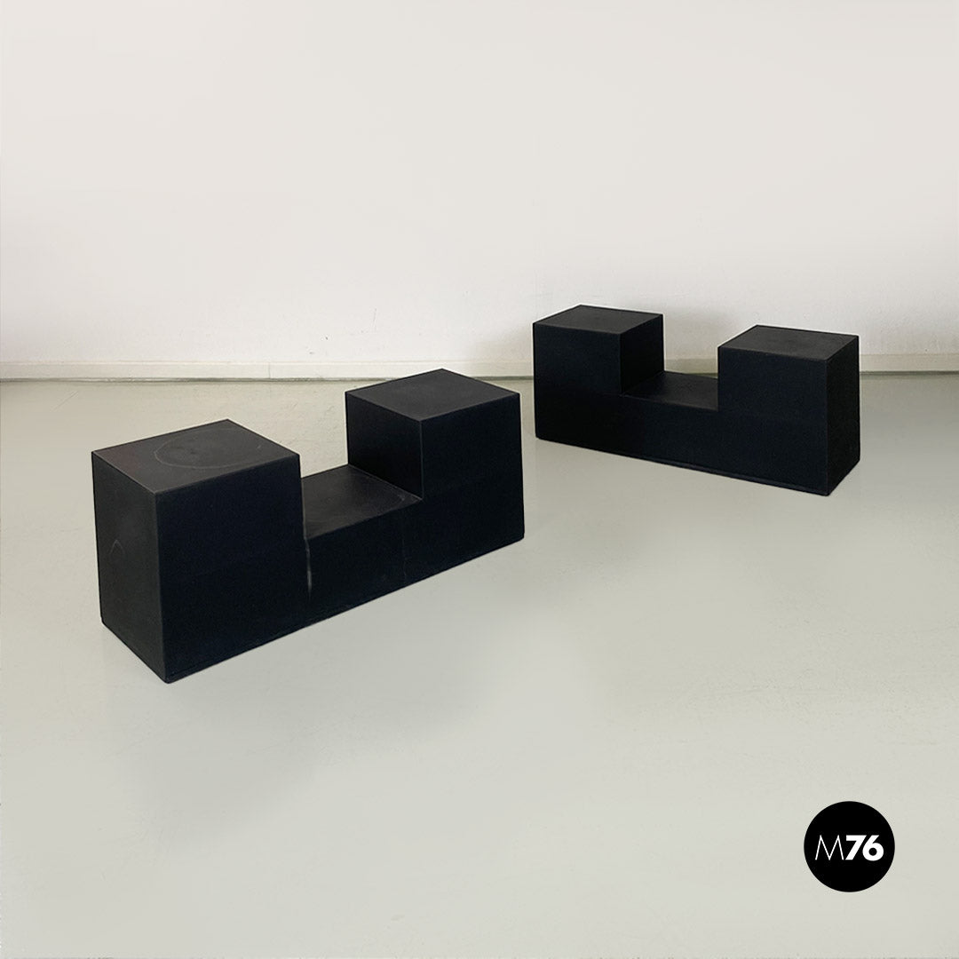 Black plastic modular coffee table Gli Scacchi by Mario Black plastic modular coffee table Gli Scacchi by Mario