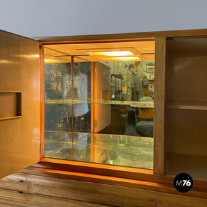 Wood and parchment highboard by Palazzi dell'Arte, 1950s