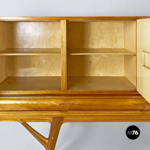 Wood and parchment highboard by Palazzi dell'Arte, 1950s